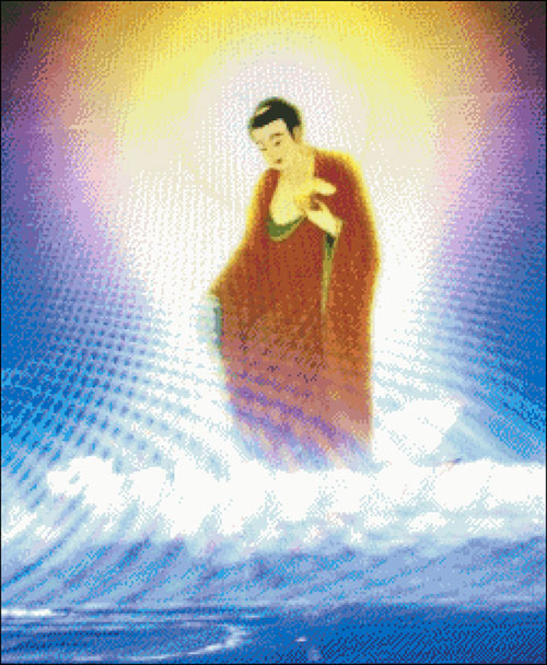 Phật A Di Đà Thị Hiện (Tranh đá hạt vuông)