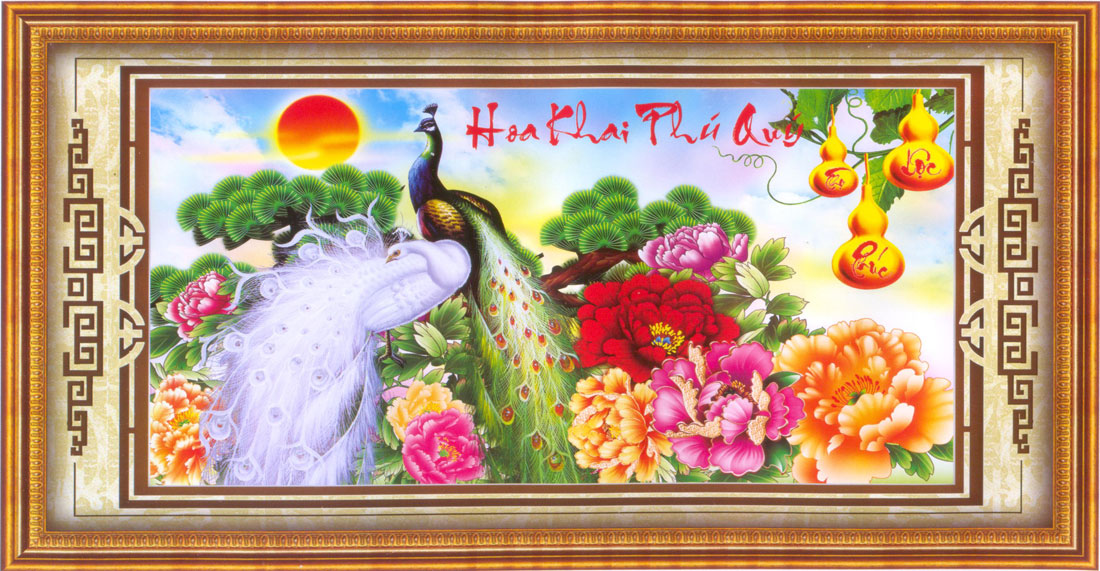 Tranh Thêu Chữ Thập 3D Hoa Khai Phú Quý