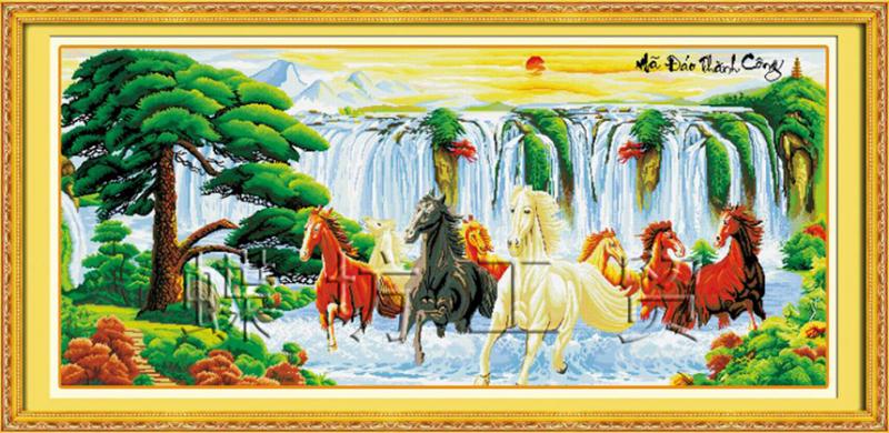 Tranh Thêu Chữ Thập Bát Mã Thủy