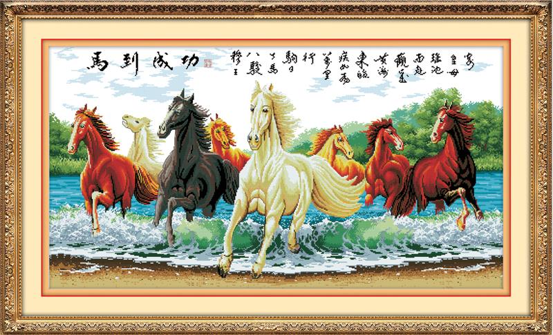 Tranh Thêu Chữ Thập Bát Mã Thủy