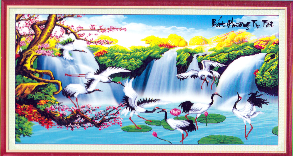Bát Phương Tụ Tài-Tranh đính đá kim cương AB