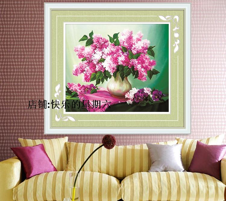 Tranh Đính Đá ABC 3D Bình Hoa Oải Hương Nở Rộ