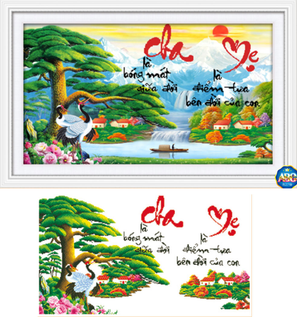 Tranh Đính Đá ABC 3D Cha Là Bóng Mát Giữa Đời