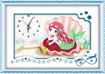 Tranh Thêu Chữ Thập Đồng Hồ Cô Bé Đại Dương