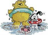 CrossStitcherArchie and Spot on the Beach