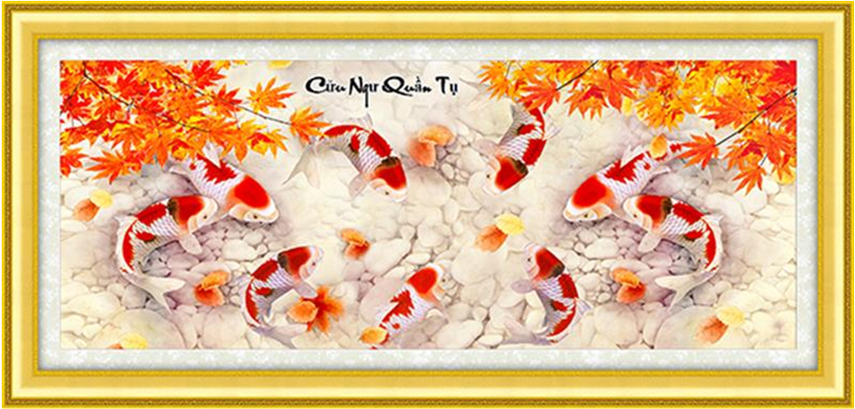 Tranh Đính Đá ABC 3D Cửu Ngư Quần Hội