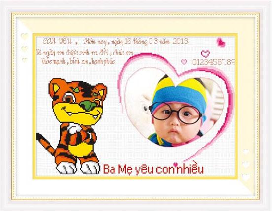 Tranh Thêu Chữ Thập 12 Con Giáp Dần