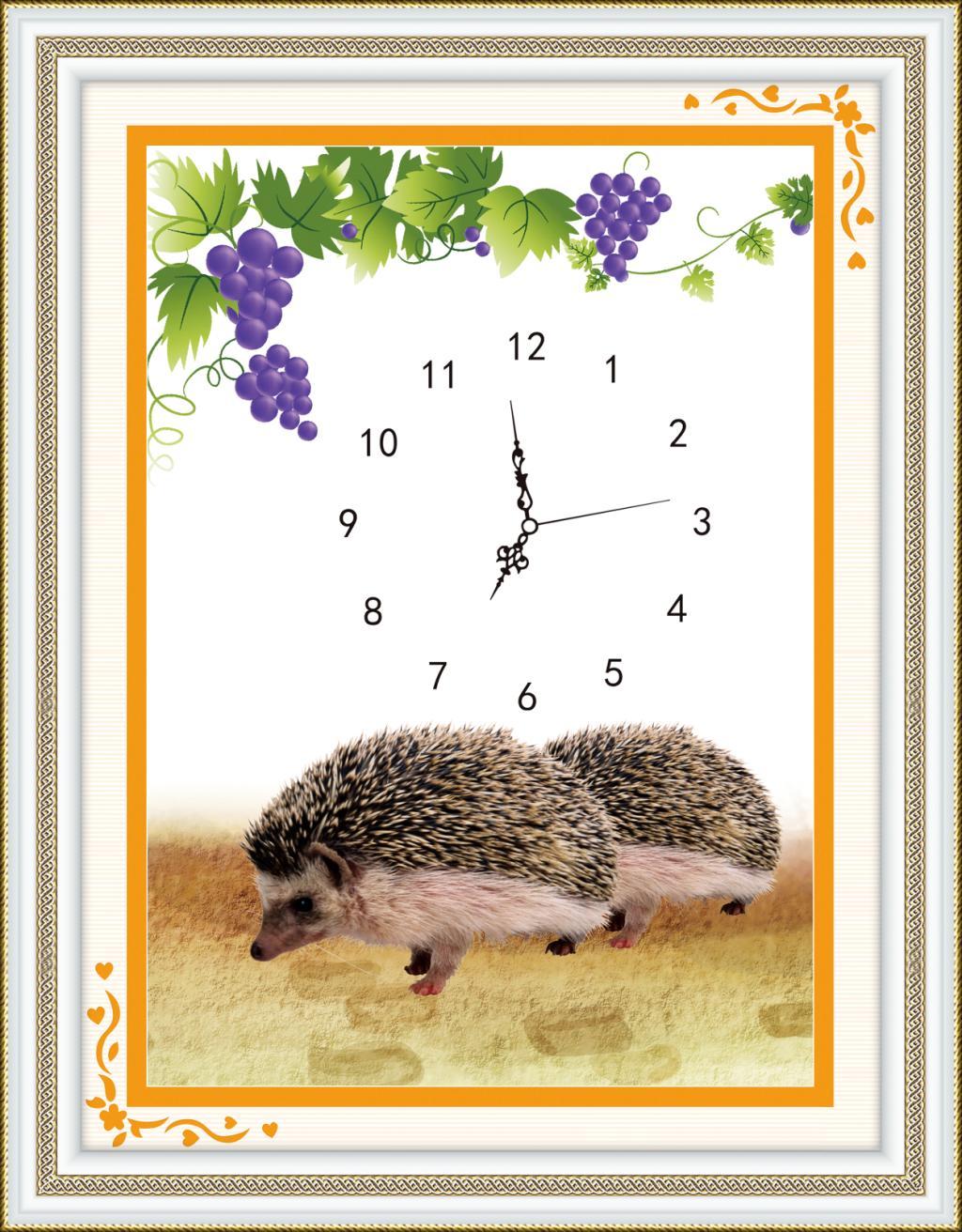 Tranh Thêu Chữ Thập 3D Đồng Hồ Đôi Nhím