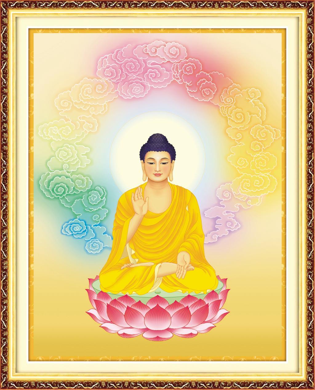 Tranh Thêu Chữ Thập 3D Phật Thích Ca Mâu Ni Mây Sáng