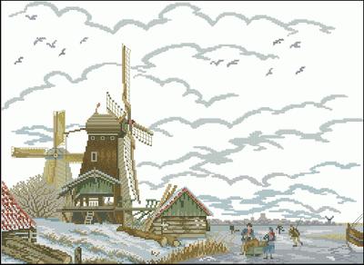 Dutch Mill In The Snow Eva Rosenstand