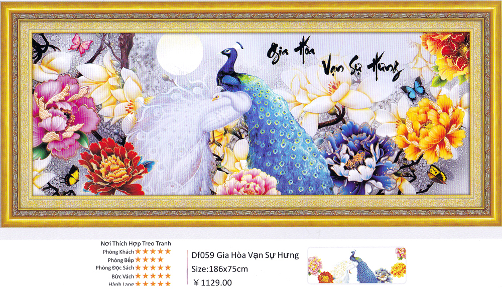 Gia Hòa Vạn Sự Hưng (Tranh gắn đá hạt tròn kim cương)