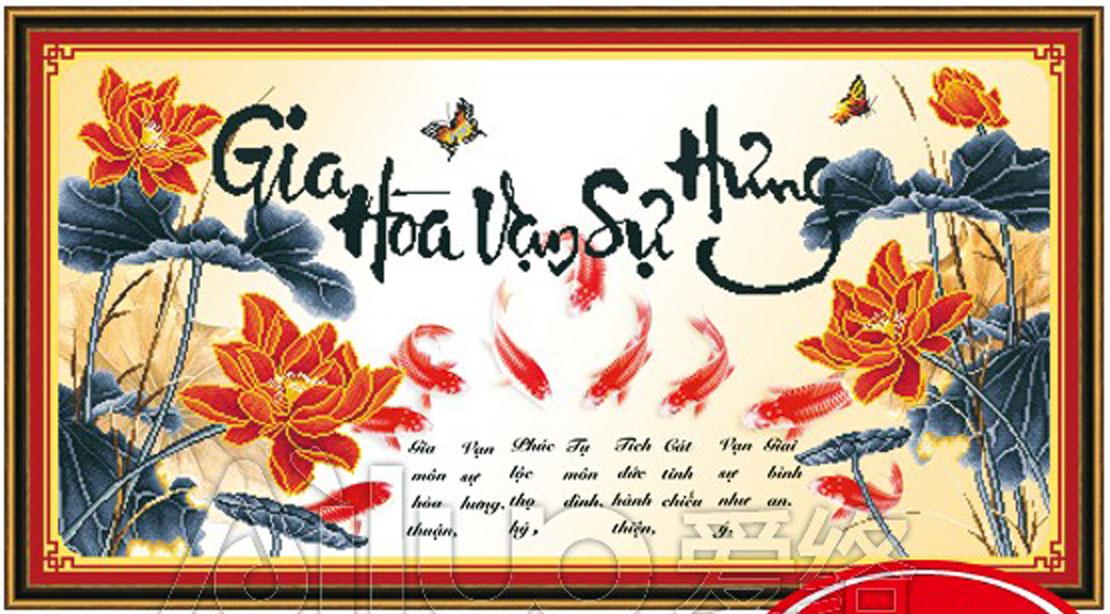 Tranh Thêu Chữ Thập 3D Gia Hoà Vạn Sự Hưng