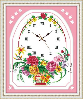 Tranh Thêu Chữ Thập Đồng Hồ iỏ Hoa