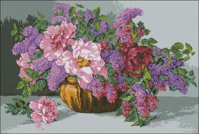 Goblenset Lilac and peonies