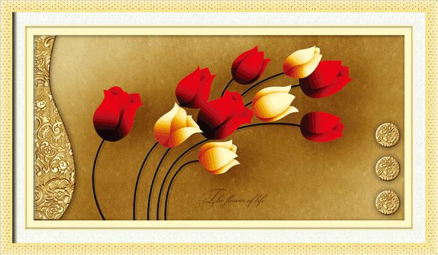 Tranh Thêu Chữ Thập 3D Golden Tulips