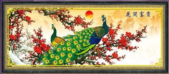 Tranh Gắn Đá Hạt Tròn Hoa Khai Phú Quý