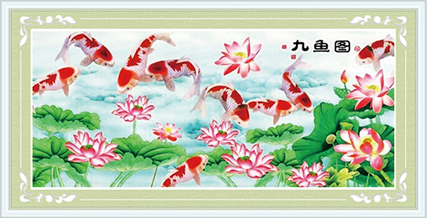 Tranh Đính Đá ABC 3D Cửu Ngư Phát Tài