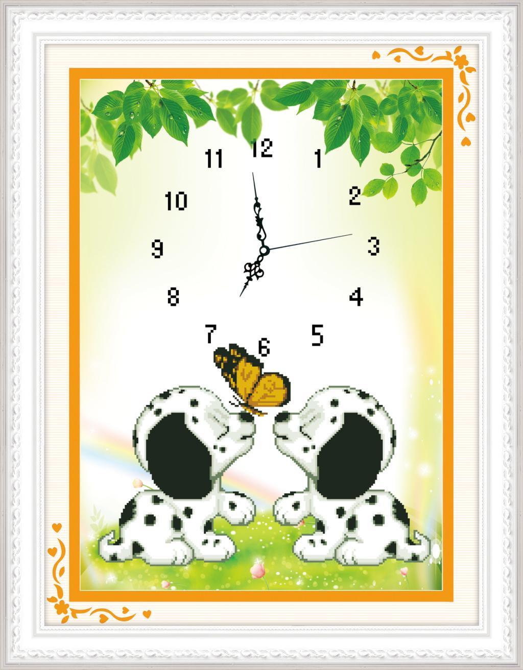 Tranh Thêu Chữ Thập 3D Hai Chú Chó Đóm