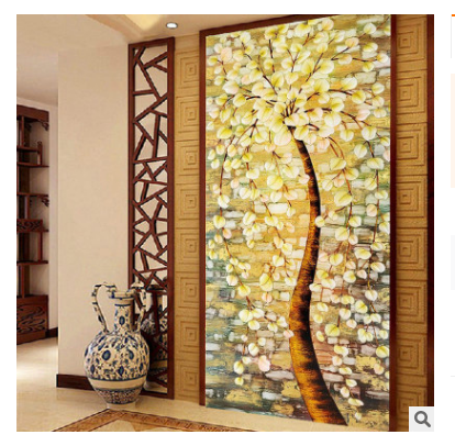 HÀNG Oder ( đặt cọc 50% )Tranh thêu chữ thập chưa thêu (CHỈ LỤA) CÂY HOA VÀNG