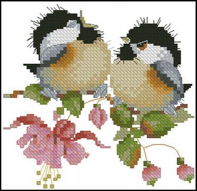 Heritage Valerie Pfeiffer Chickadees Fuchsia Chick Chat