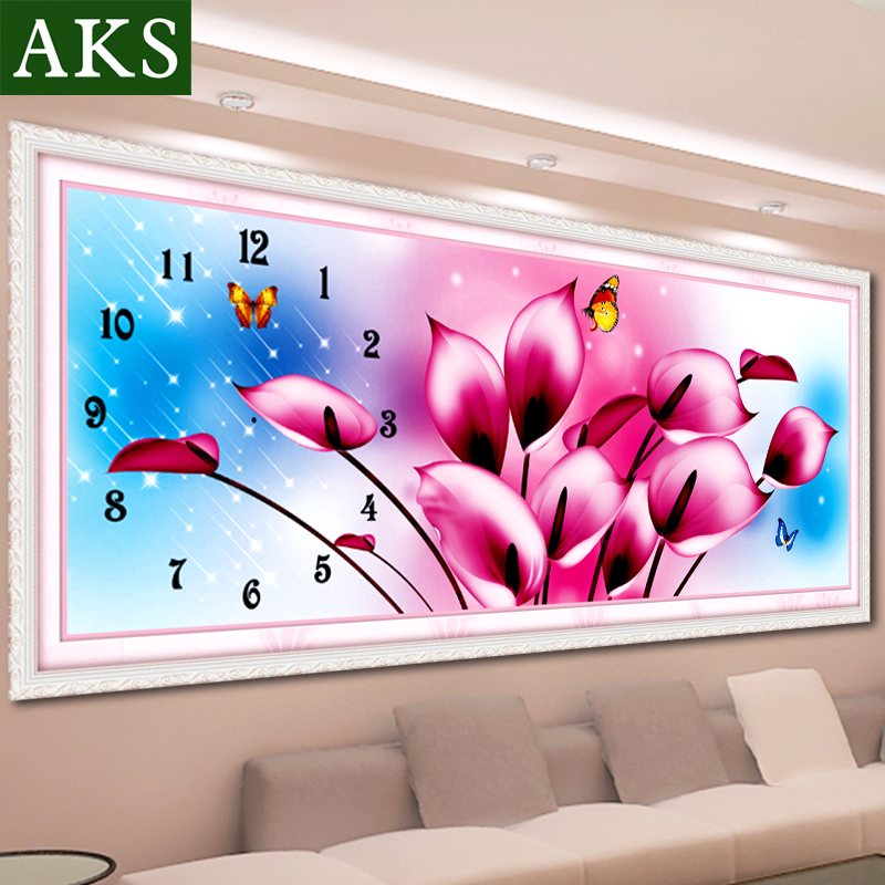 Tranh Đính Đá ABC 3D Đồng Hồ Hương Hoa Thanh Thoảng