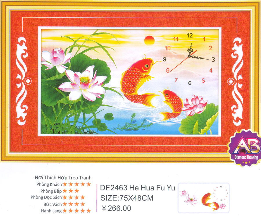Tranh Đính Đá ABC 3D Đồng Hồ Lộc Tài Phát Đạt