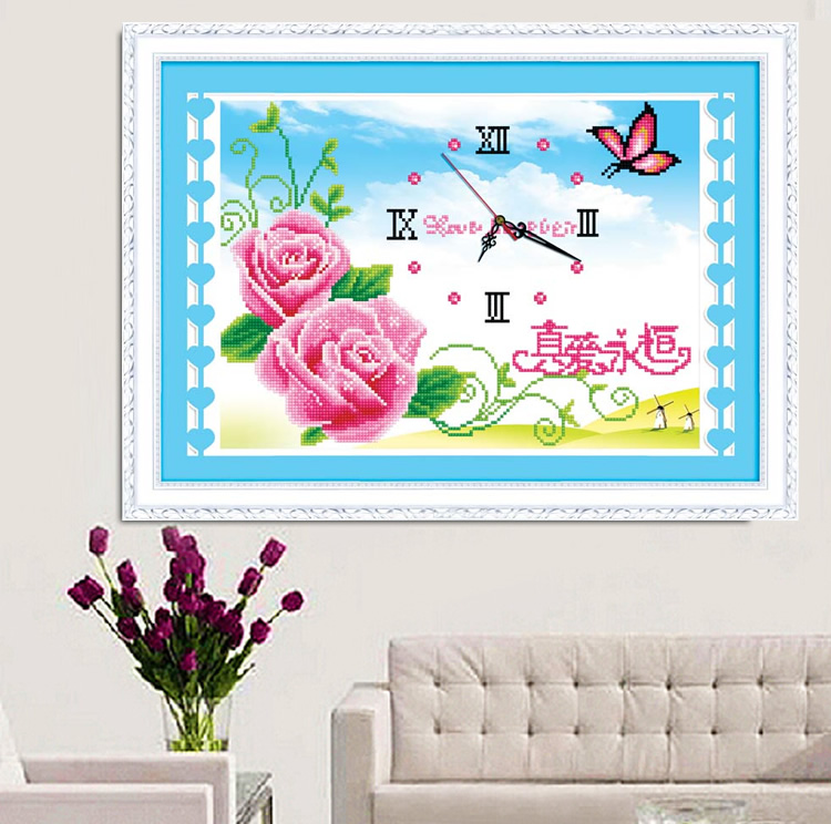 Tranh Đính Đá ABC 3D Đồng Hồ Love Forever