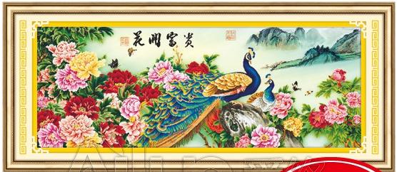 Tranh Thêu Chữ Thập Mẫu Đơn Phú Quý