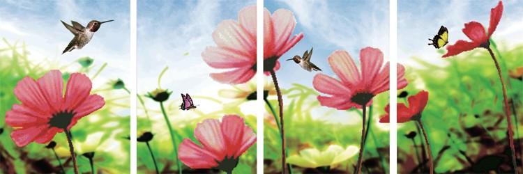 Tranh Thêu Chữ Thập Nhành Hoa Khoe Sắc