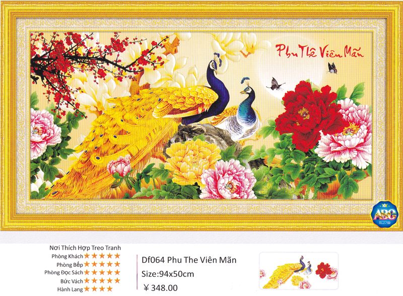 Tranh Đính Đá ABC 3D Phu Thê Viên Mãn