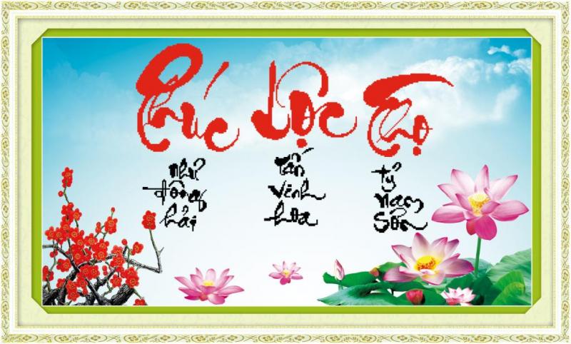 Tranh Thêu Chữ Thập 3D Phúc Lộc Thọ