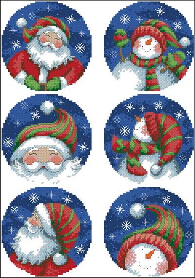 Santa And Snowman Ornaments