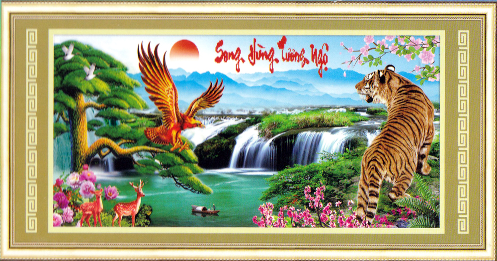 Tranh Đính Đá ABC 3D Song Hùng Tương Ngộ