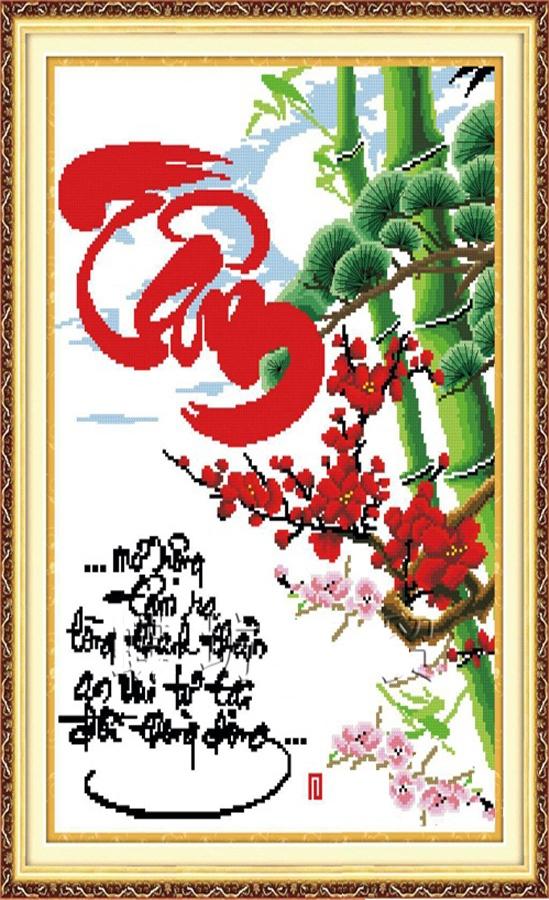 Tranh Thêu Chữ Thập Thư Pháp Chữ Tâm