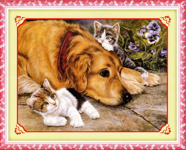 Tranh Thêu Chữ Thập Tình Thương Khác Loài