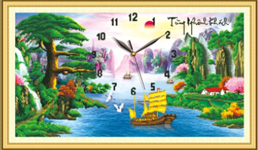 Tranh Đá Đồng Hồ Tùng Nghênh Khách