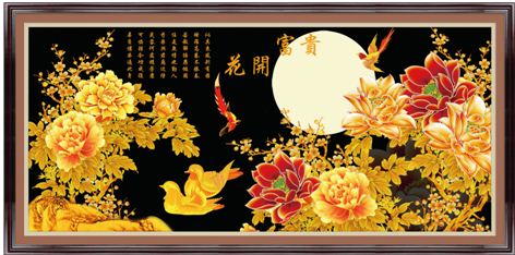 Tranh Đá Hạt Tròn Hoa Khai Phú Quý - Uyên Ương
