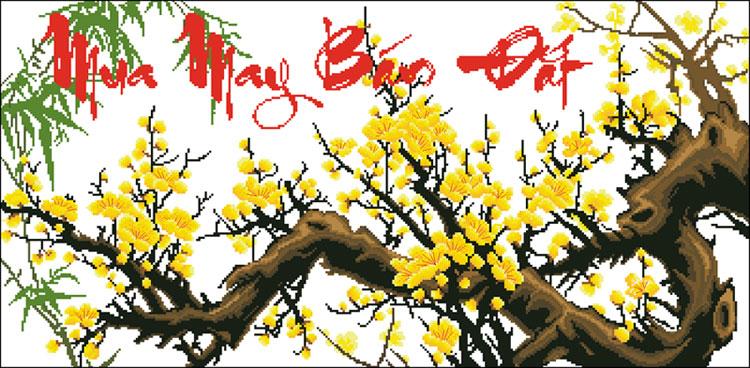Tranh Đá Mua May Bán Đắt Cành Mai Vàng
