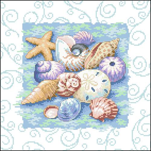 Tranh Đá Shells on Blue