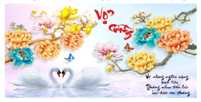 Tranh Đính Đá ABC 3D Vợ Chồng Nghĩa Nặng Tình Sâu, Thương Nhau Đến Lúc Bạc Đầu Còn Thương