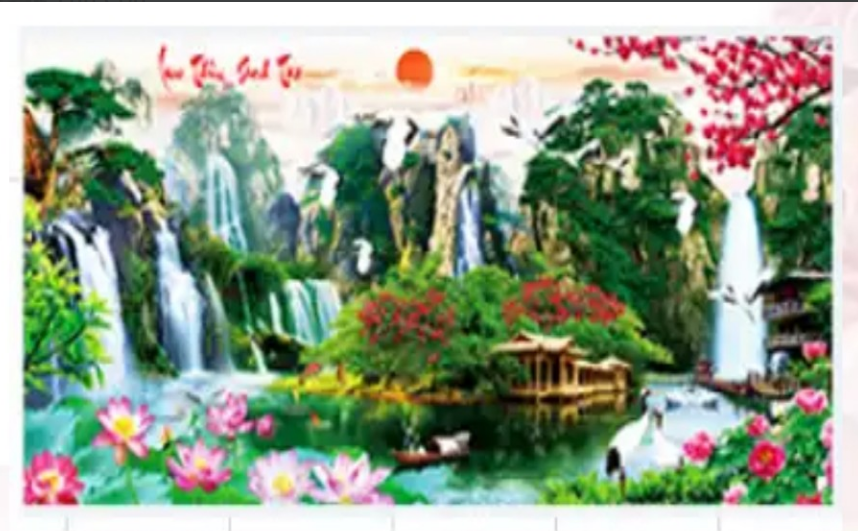 Tranh Đính Đá ABC 3D Lưu Thủy Sinh Tài