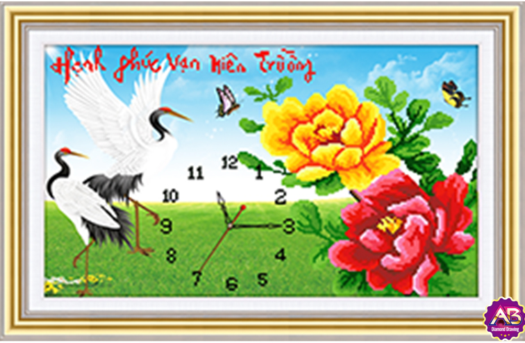 Tranh Đính Đá ABC 3D Đồng Hồ Hạnh Phúc Vạn Niên Trường