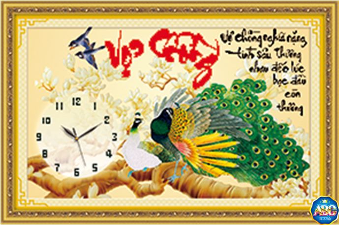 Tranh đính đá kim cương ABC Vợ Chồng Nghĩa Nặng Tình Sâu, Thương Nhau Đến Lúc Bạc Đầu Còn Thương