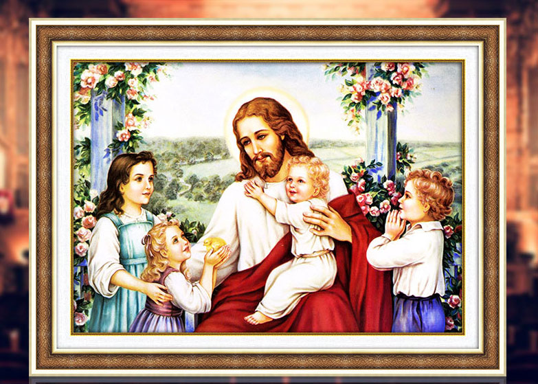 Tranh Đính Đá ABC 3D Chúa Jesus Và Trẻ Em