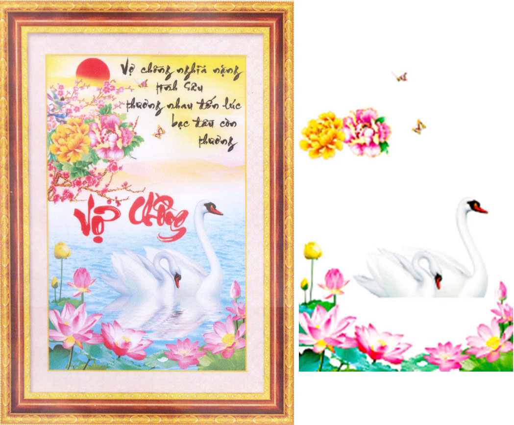 Tranh Đính Đá ABC 3D Vợ Chồng Nghĩa Nặng Tình Sâu, Thương Nhau Đến Lúc Bạc Đầu Còn Thương