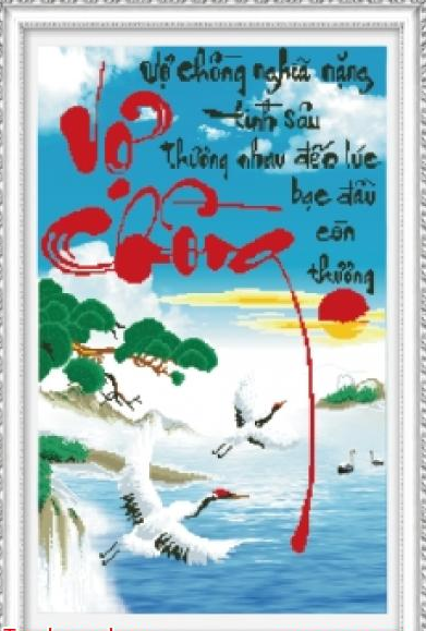 Tranh Đính Đá ABC 3D Chữ thư pháp Vợ chồng 2