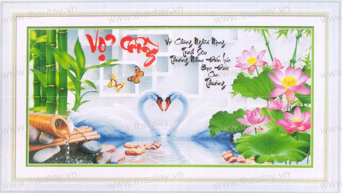Tranh Đính Đá ABC 3D Vợ Chồng Nghĩa Nặng Tình Sâu, Thương Nhau Đến Lúc Bạc Đầu Còn Thương