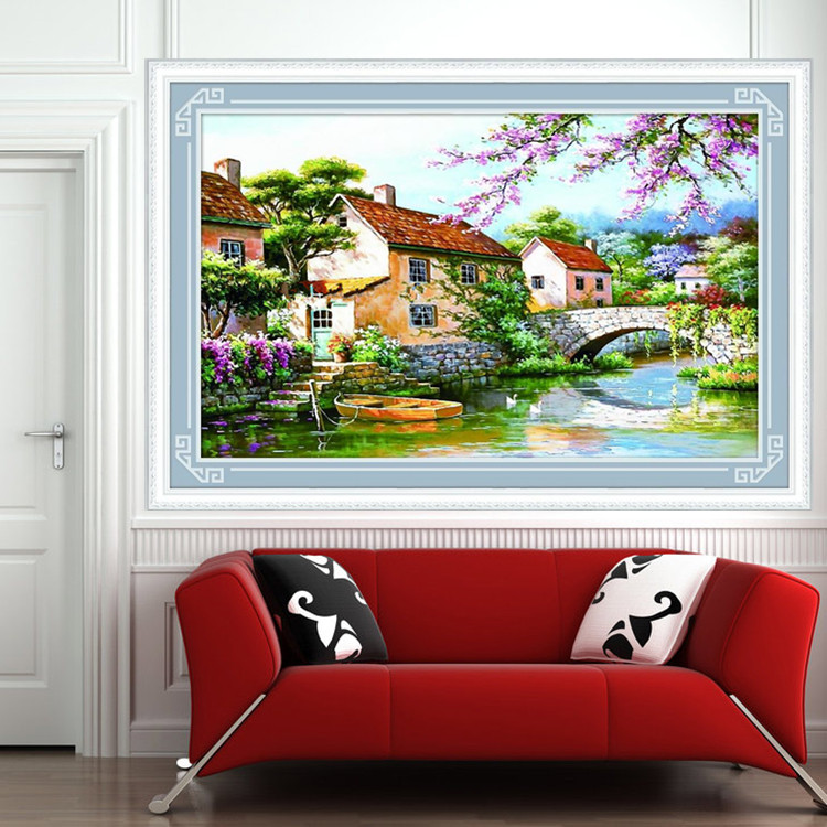 Tranh Đính Đá ABC 3D Cảnh Đẹp Ven Sông