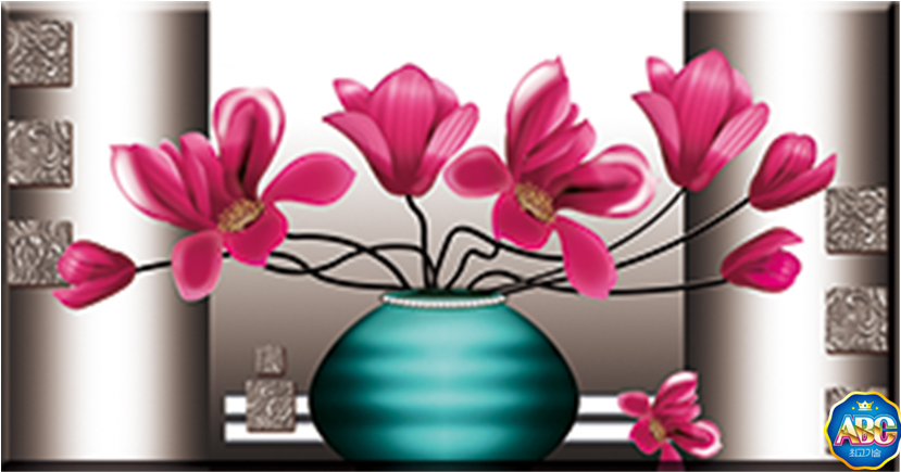 Tranh gắn đá hạt tròn kim cương AB Hoa Mộc Lan Nở