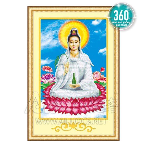 Tranh Đính Đá ABC 3D Quan Âm Tọa Liên